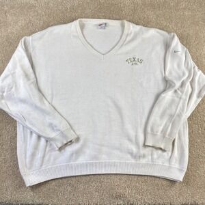 90s Nike Texas A&M‎ Sweater Mens 4XL V Neck College Knit Pullover Casual White